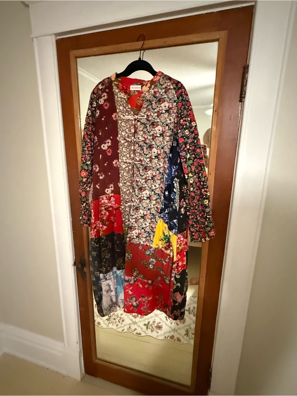 Luan Zai Jiang Nan Patchwork Floral Maxi Dress / Duster Coat Boho Artsy